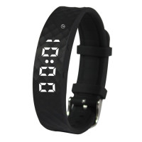 Vibratime silent digital vibrating watch with 12 alarms - black