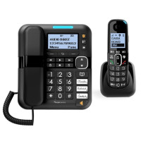 Amplicomms BigTel 1580 Combo - Loud Hearing Aid Compatible Cordless Landline Combo Telephone with Answerphone and Call Blocking