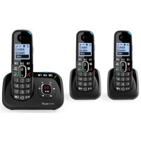 Amplicomms BigTel 1583 Voice Loud Hearing Aid Compatible Cordless Telephones trio pack